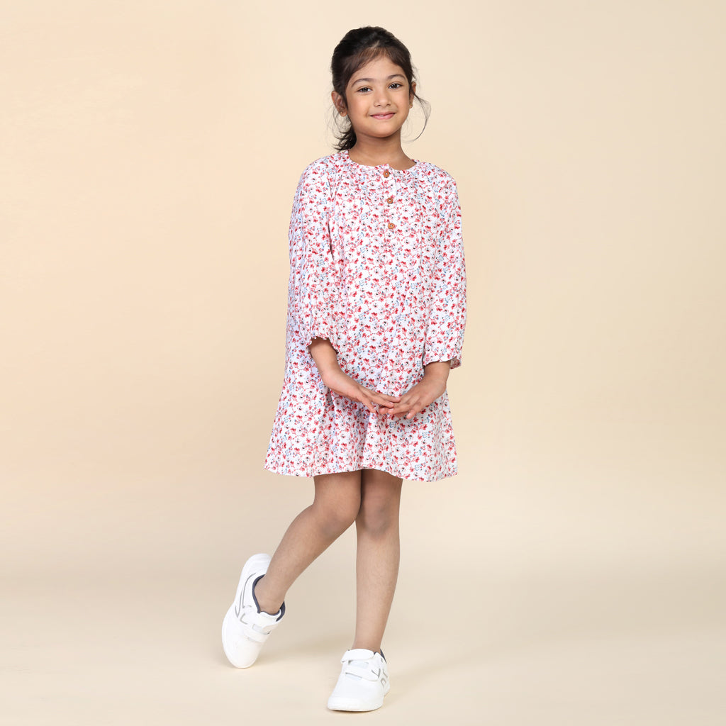 Antifit Nightdress for Girls in Floral Print