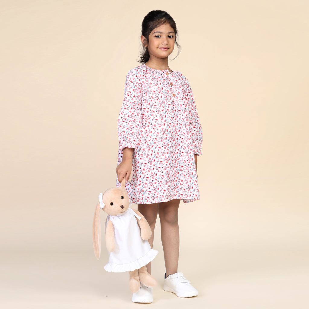 Antifit Nightdress for Girls in Floral Print