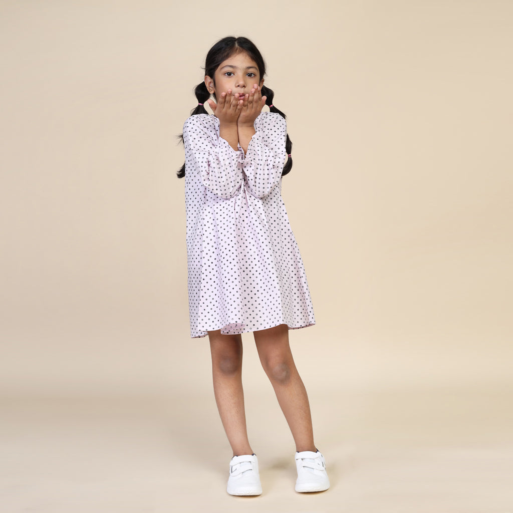 Antifit Nightdress for Girls in Pink Polka Dots