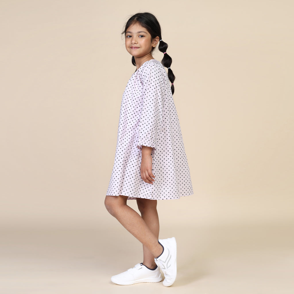 Antifit Nightdress for Girls in Pink Polka Dots