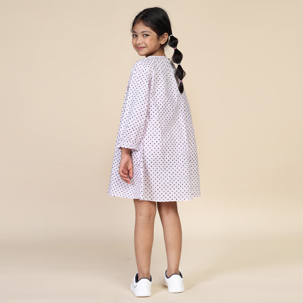 Antifit Nightdress for Girls in Pink Polka Dots