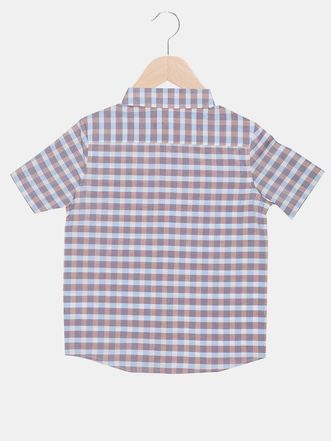 Half Sleeves Check Shirt for Infant Boys- Blue & Brown