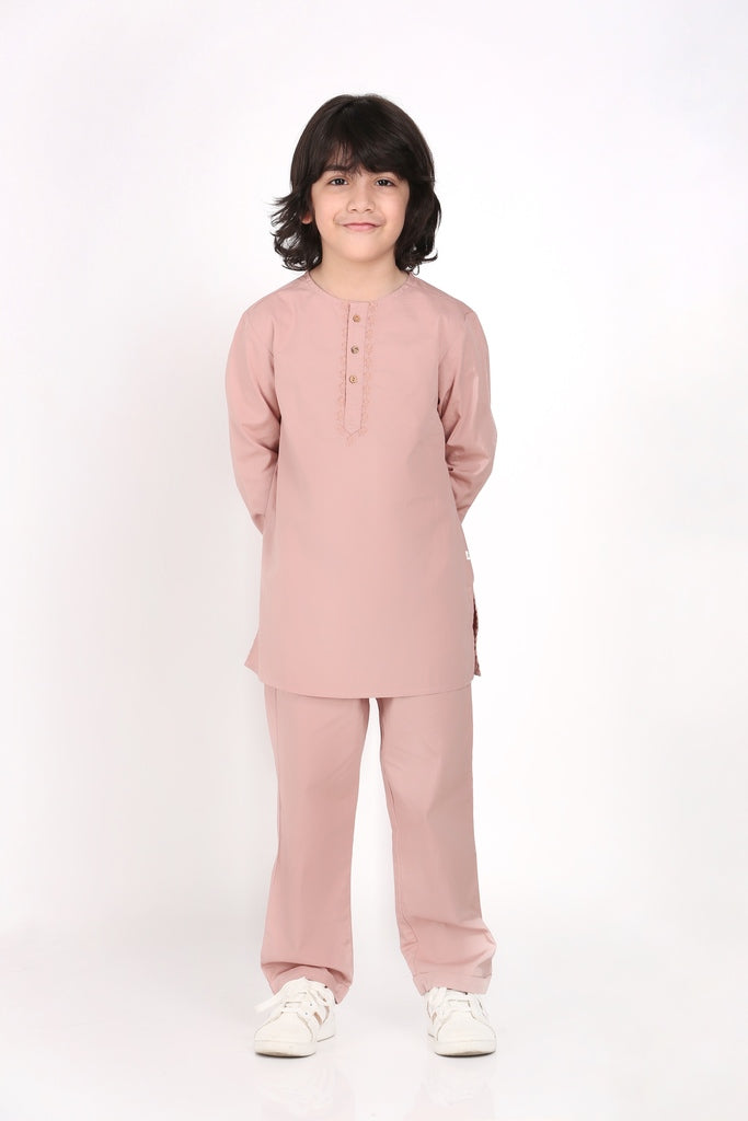 Unisex Grandpa Kurta Set with Hand-Embroidered Neckline