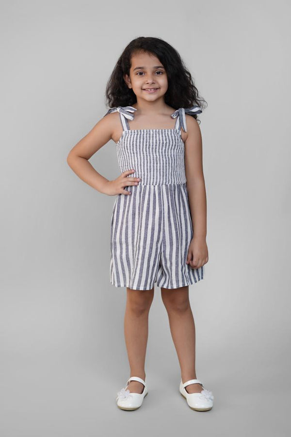 Jumpsuit for Girls in Grey Stripes