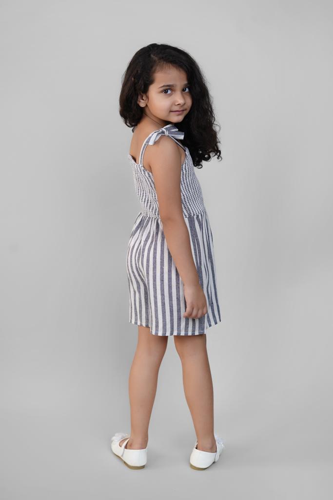 Jumpsuit for Girls in Grey Stripes