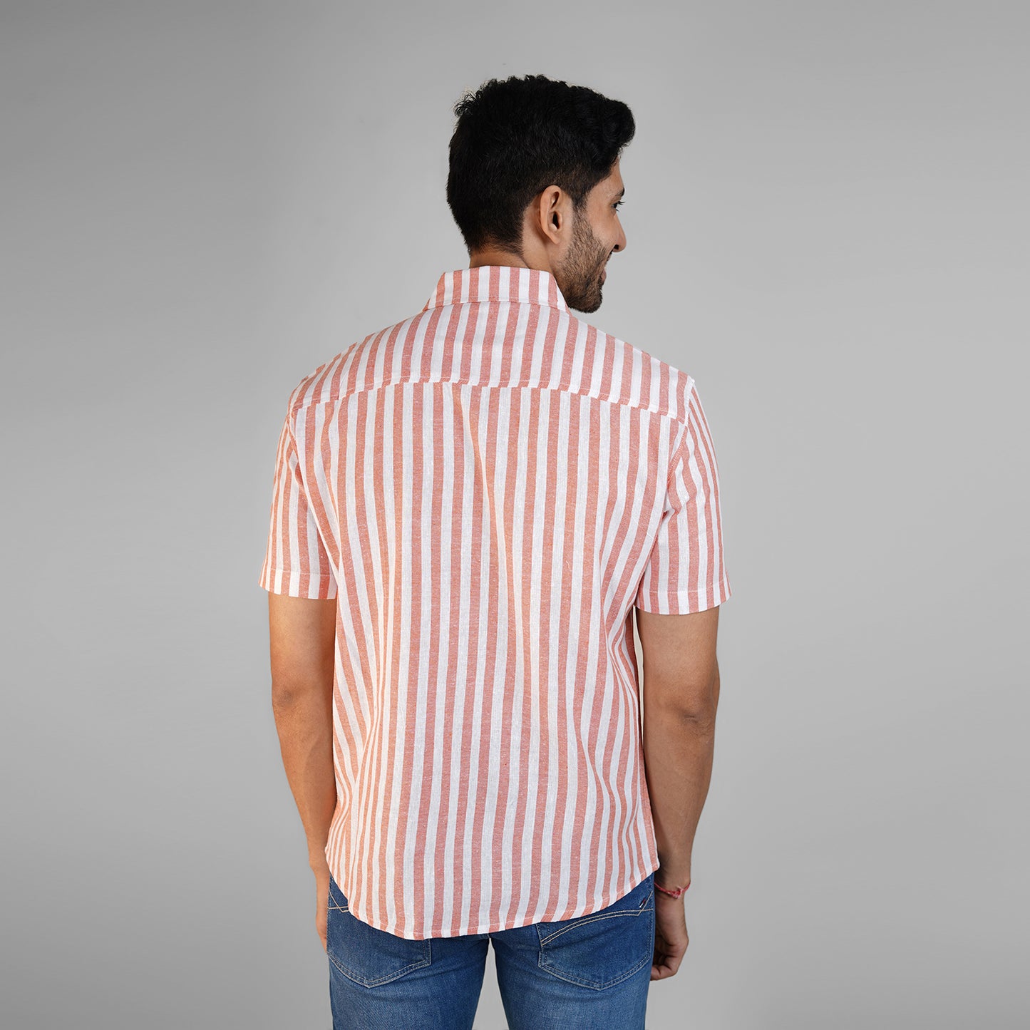 Linen Summer Shirts for Men- White & Orange