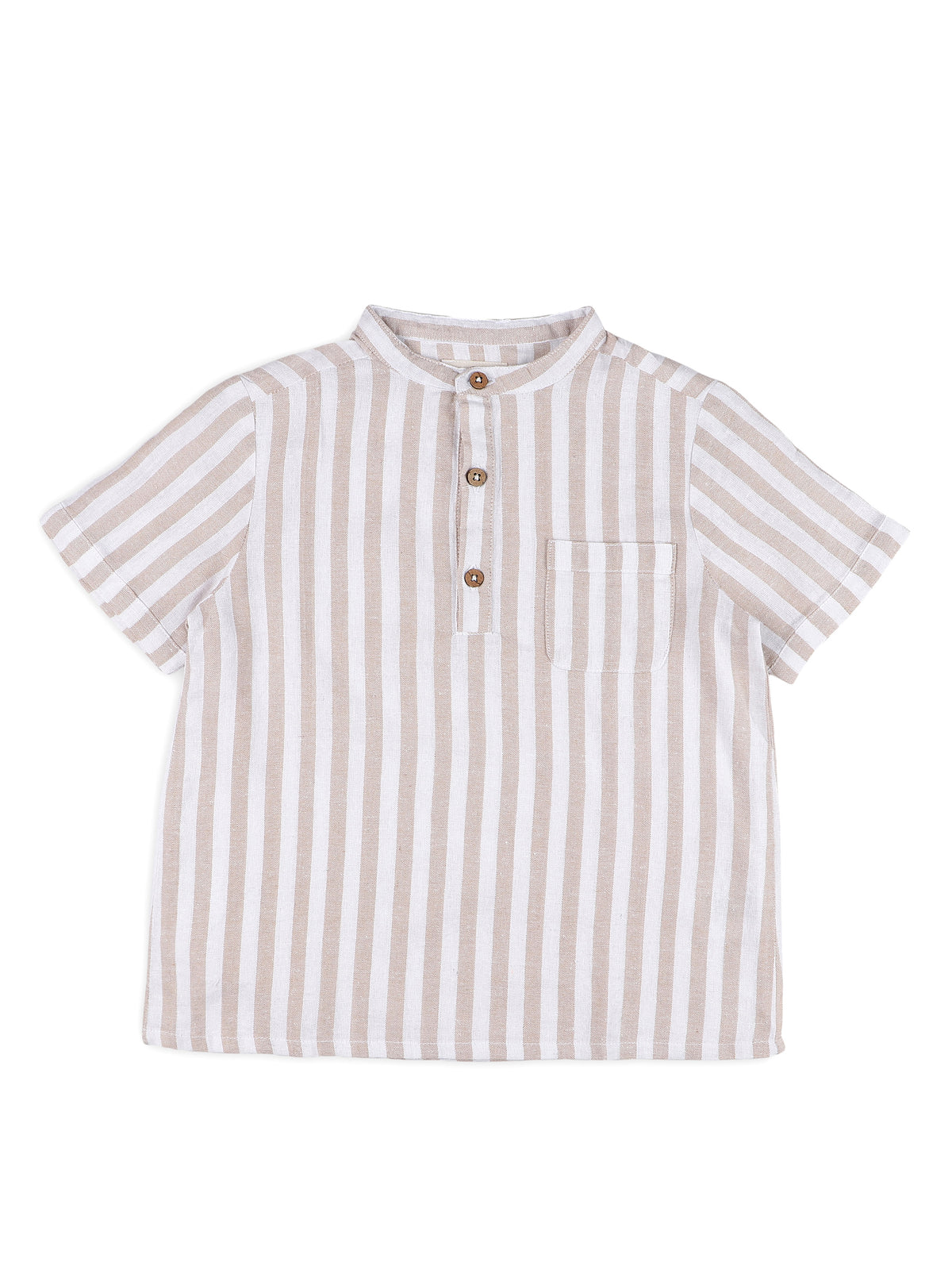 Camisas de lino estilo mandarín para niños - Beige