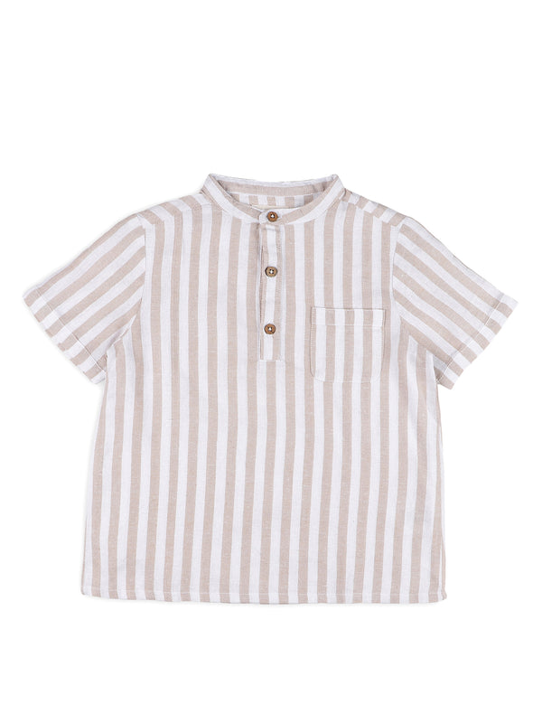 Mandarin Style Linen Shirts for Boys- Beige