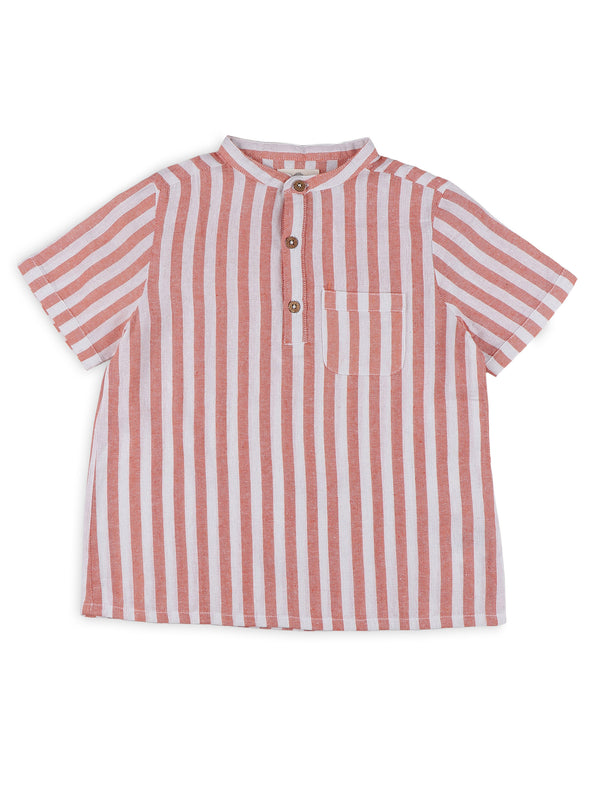 Mandarin Style Linen Shirts for Boys- Orange