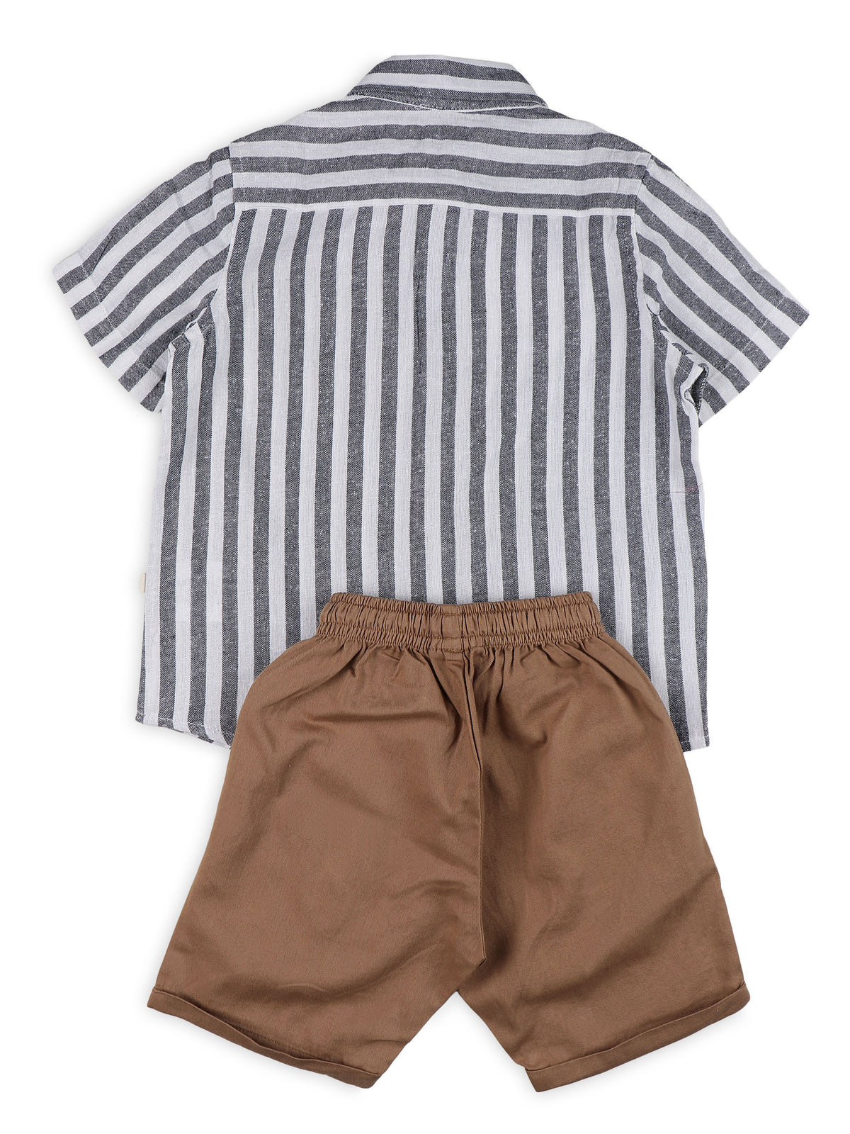 Conjuntos de lino con cuello abierto para niños - gris y marrón