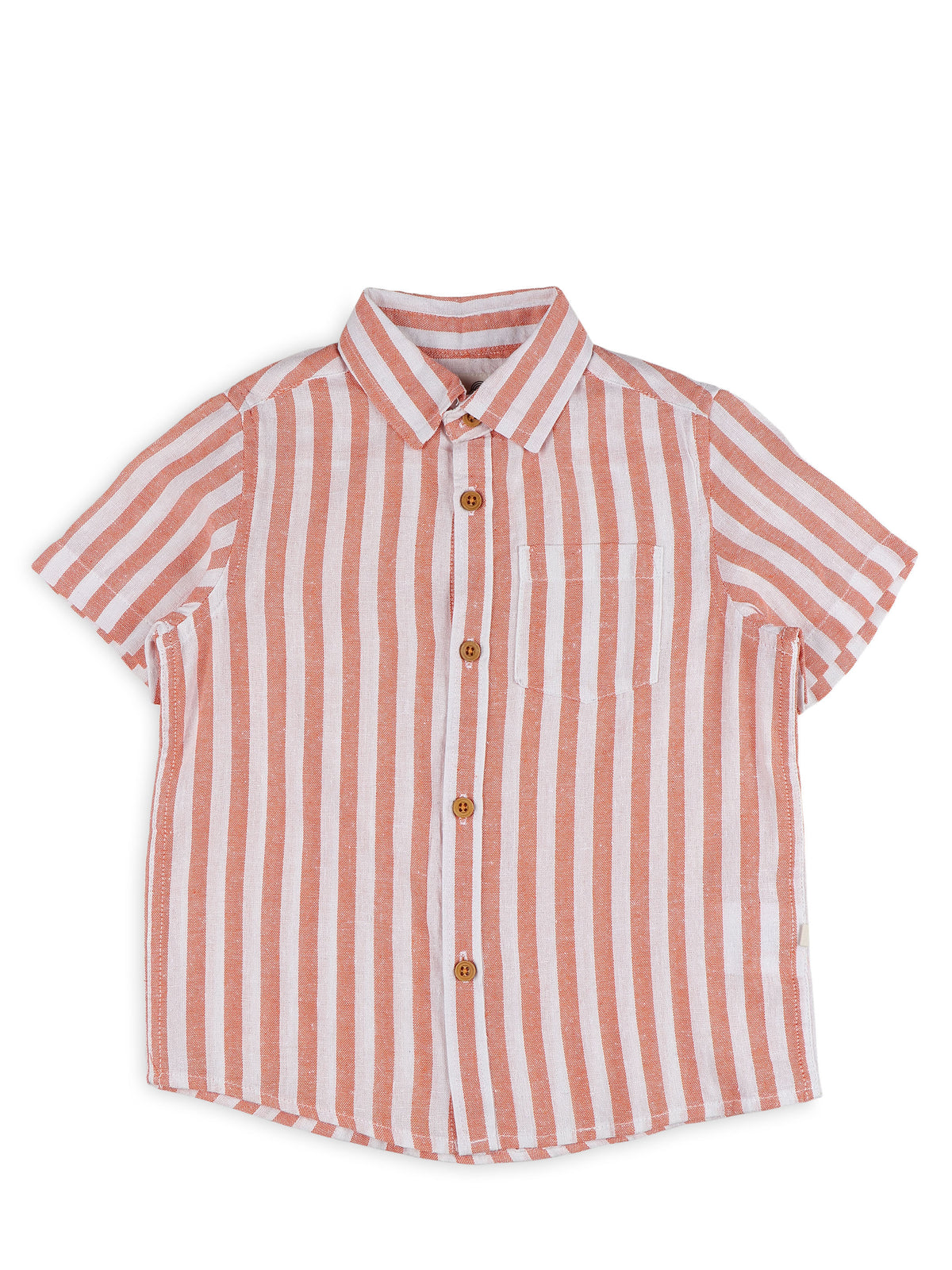 Spread Collar Linen Clothing Sets for Boys- Orange & Navy