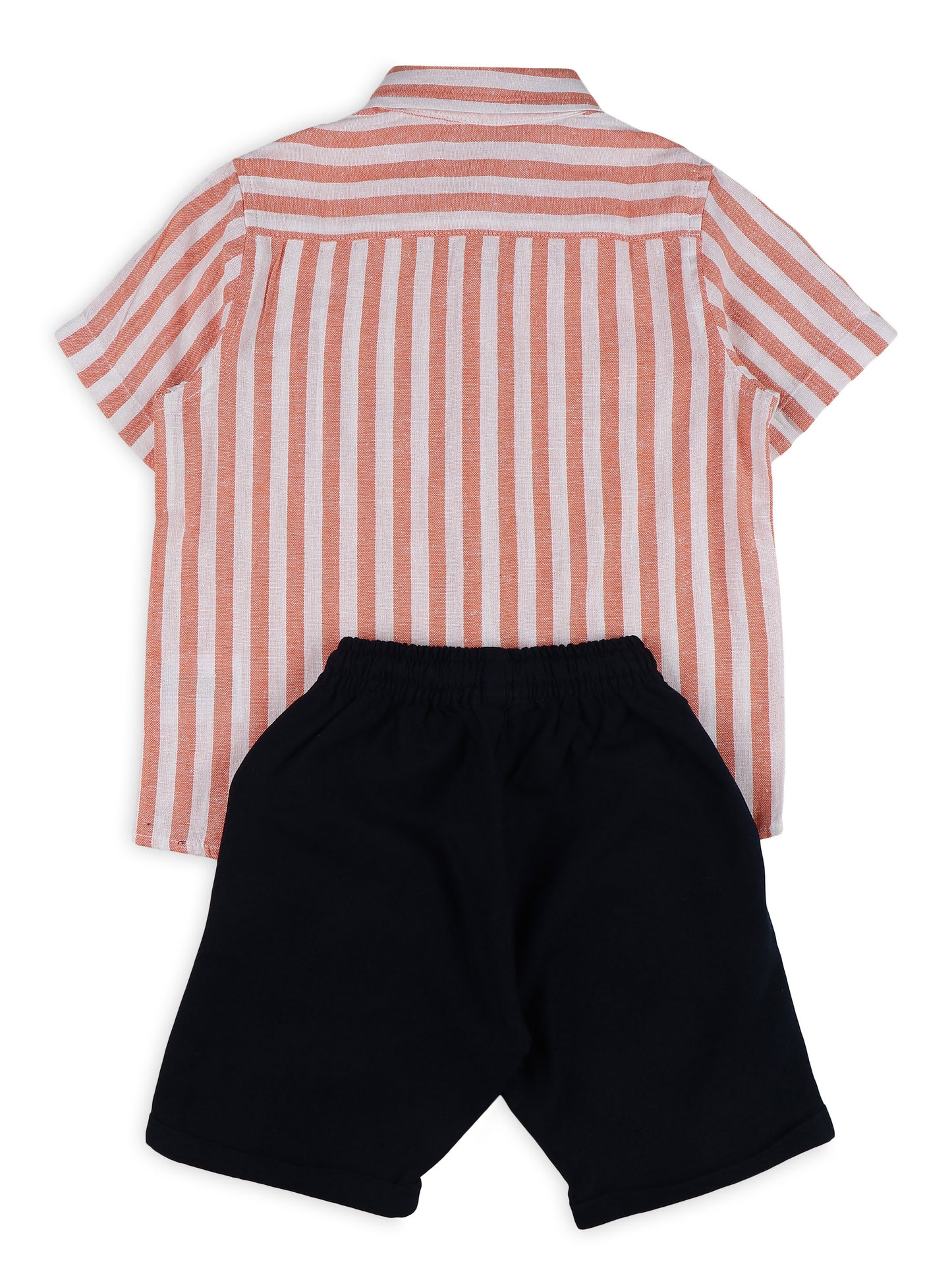 Linen Clothing Sets for Boys- Orange & Navy