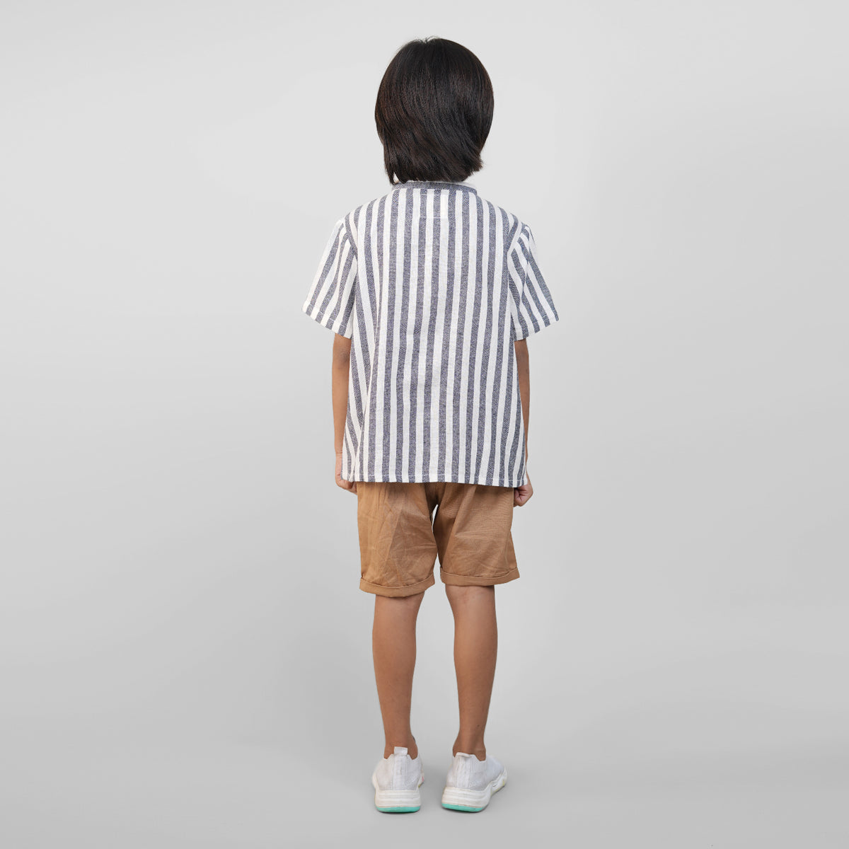 Camisas de lino estilo mandarín para niños - Gris