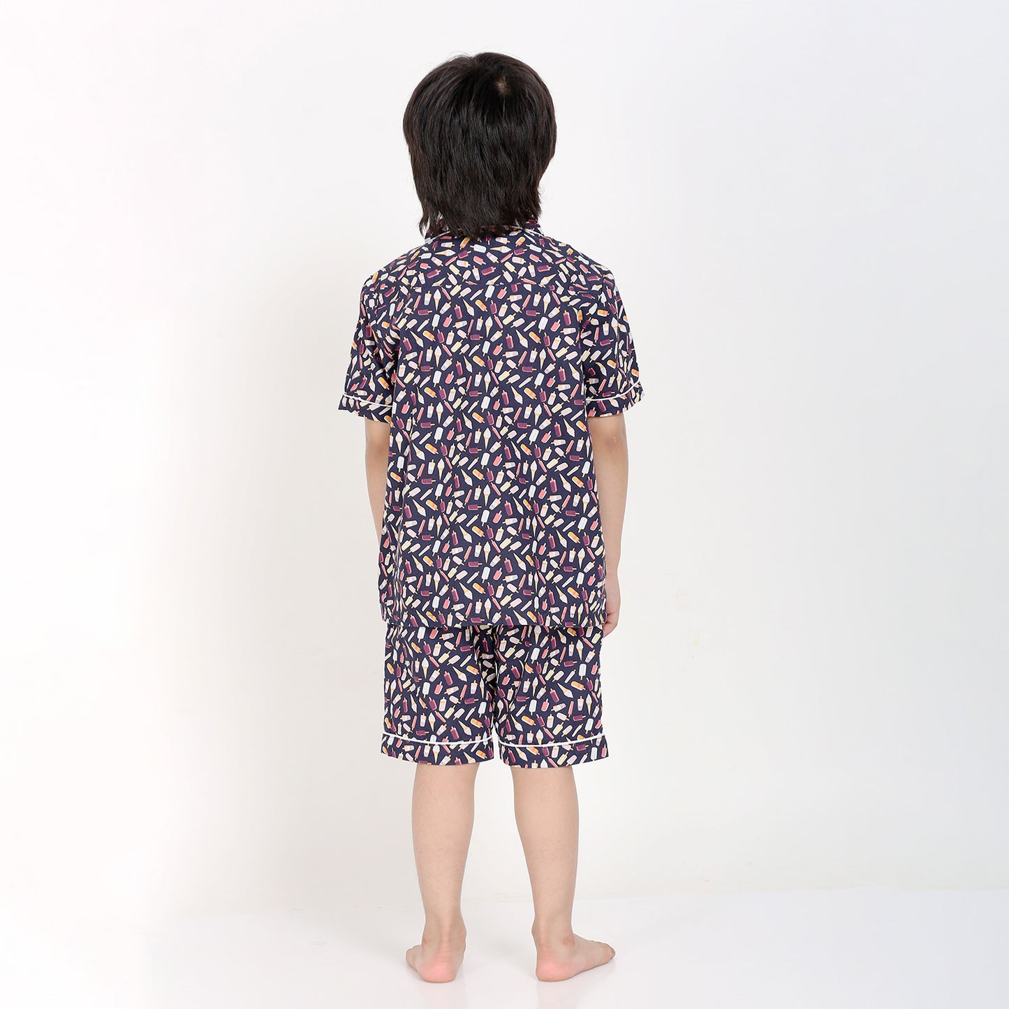 Notched Collared Sleepsuit in Icecream Print for Girls & Boys