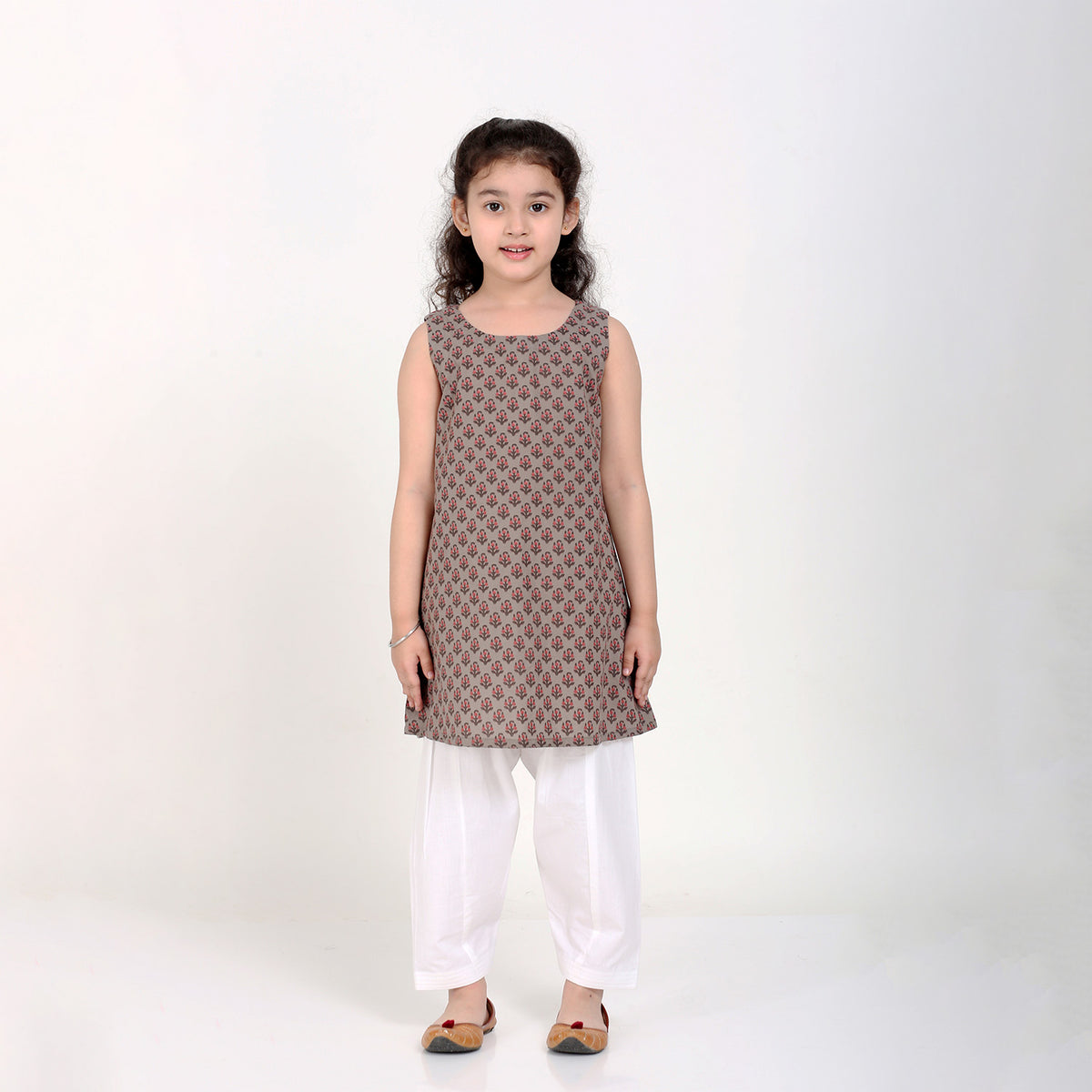 Conjunto de Salwar de Algodón con Estampado Buta para Niñas