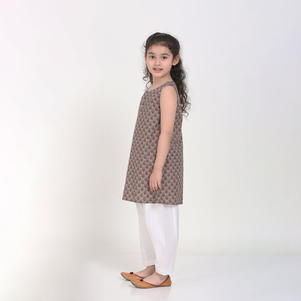 Conjunto de Salwar de Algodón con Estampado Buta para Niñas