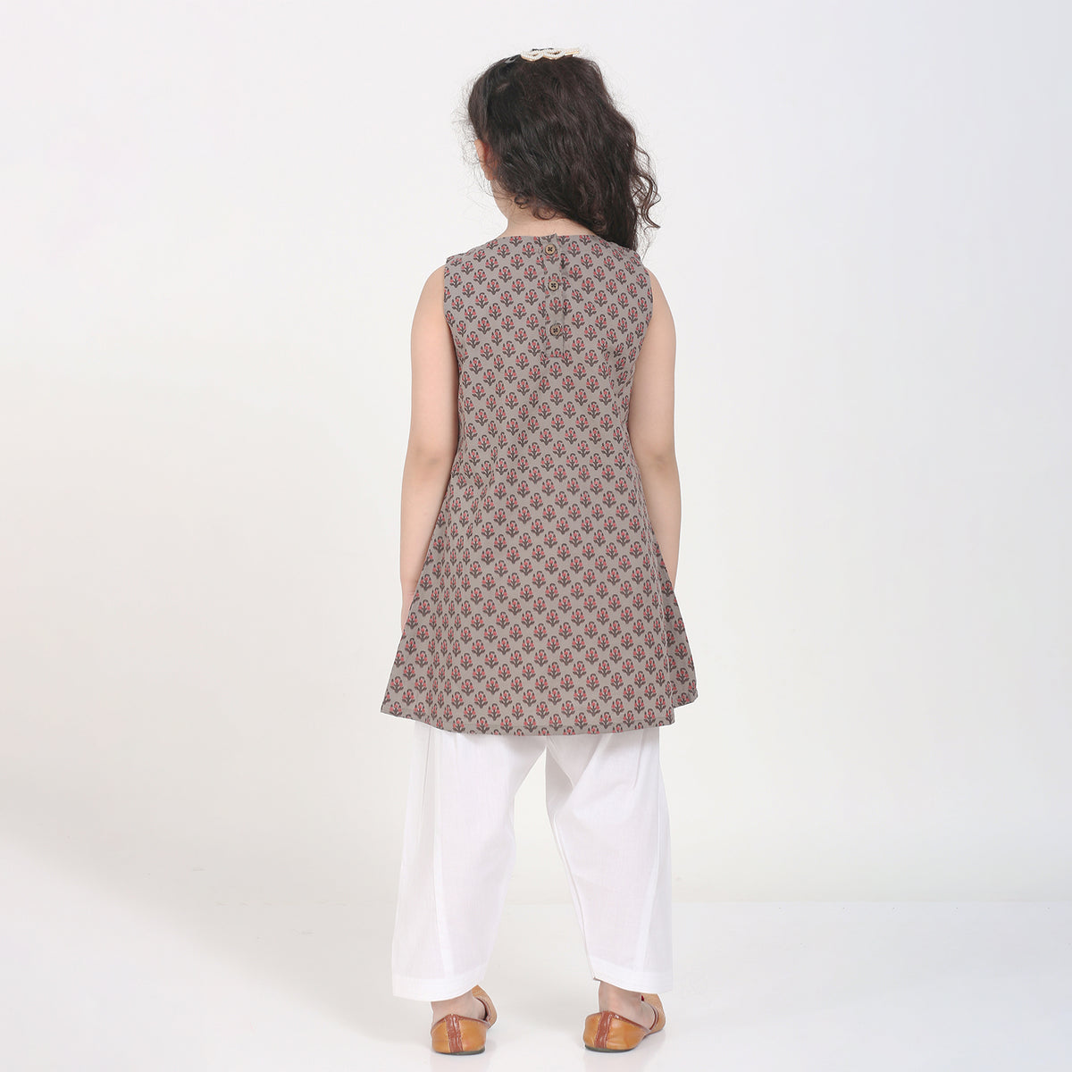 Conjunto de Salwar de Algodón con Estampado Buta para Niñas