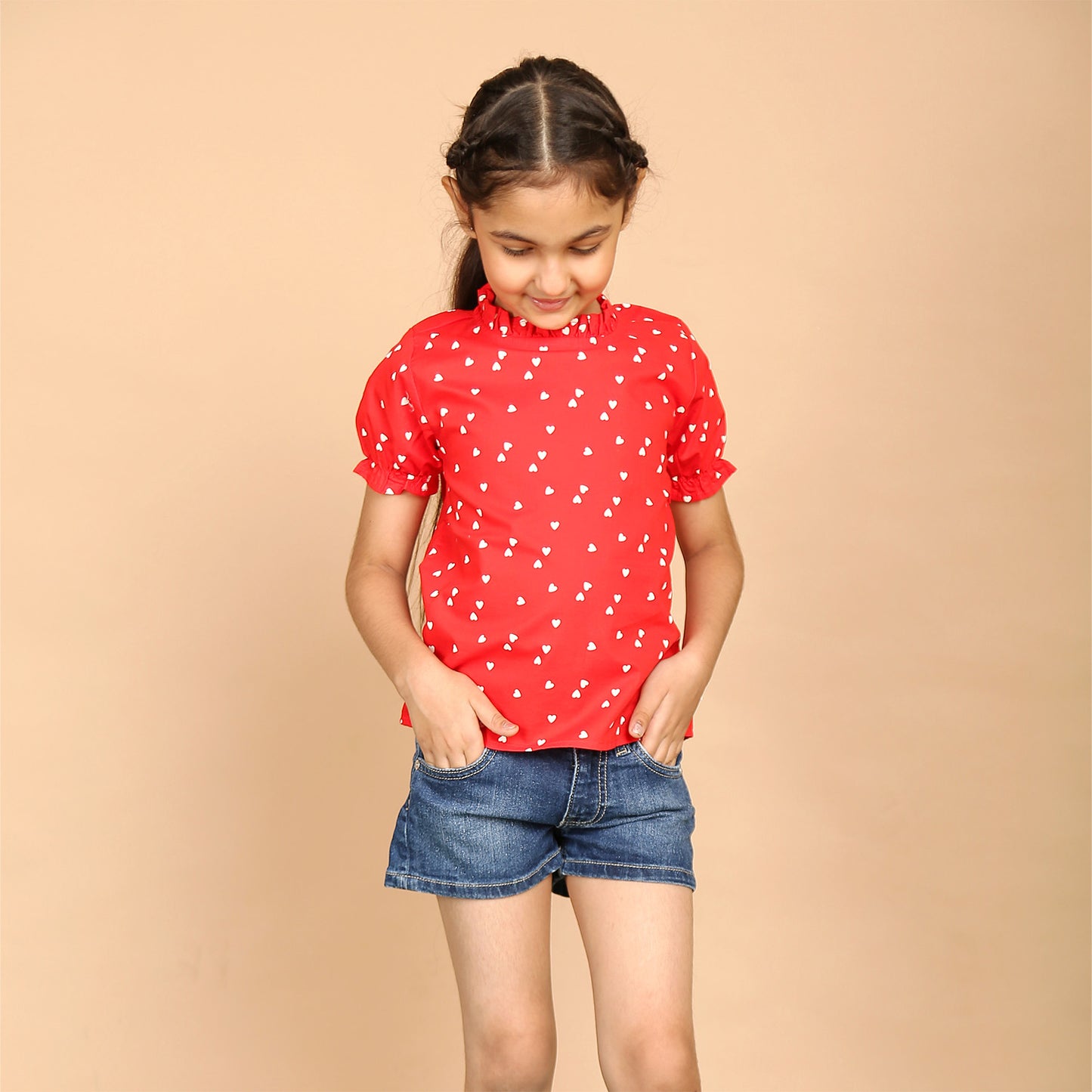 Heart Print Top for Girls